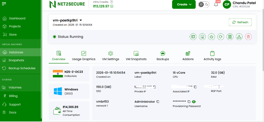 N2S Cloud Self-Service Panel